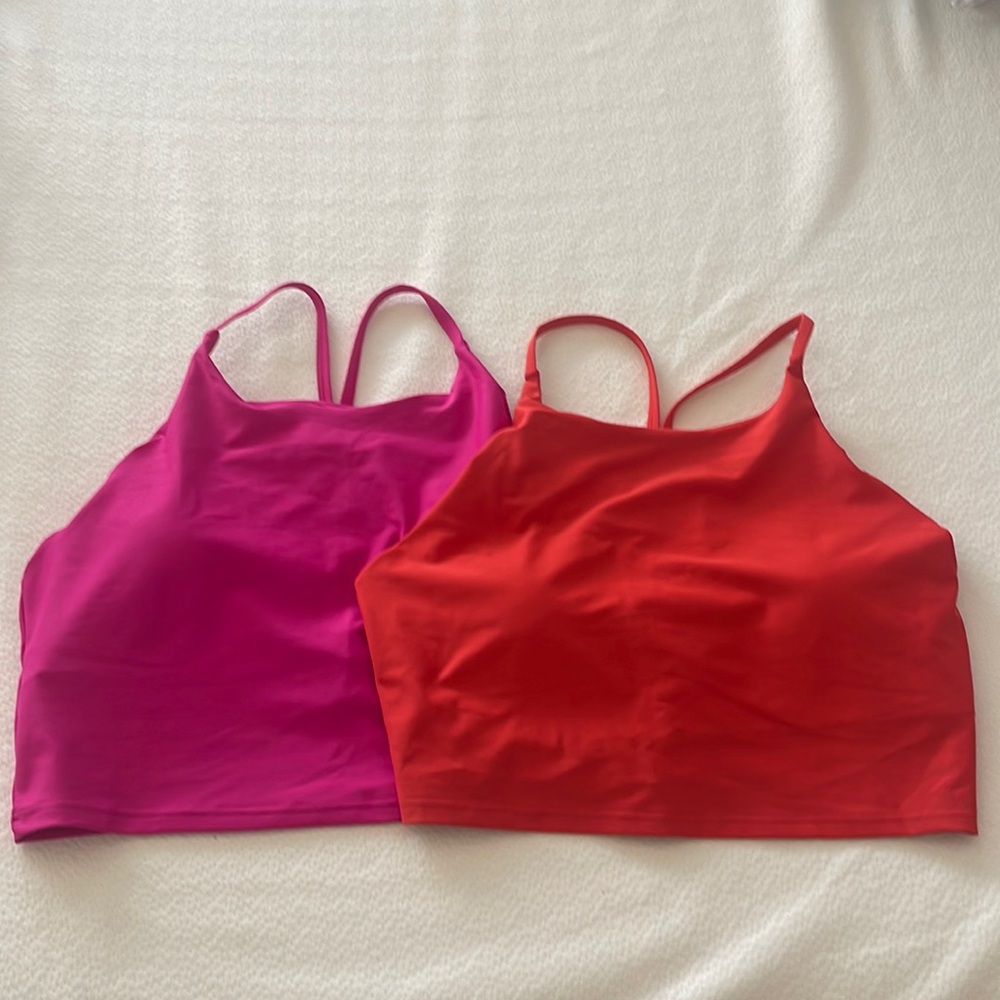 Women’s Pink and Red Cropped Tank Tops - Unbranded
